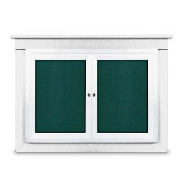 60"x36" 2-Door Enclosed Letterboard, Header, Green Felt/Cherry
